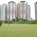Children playing in a park that is a common facility of the condominium