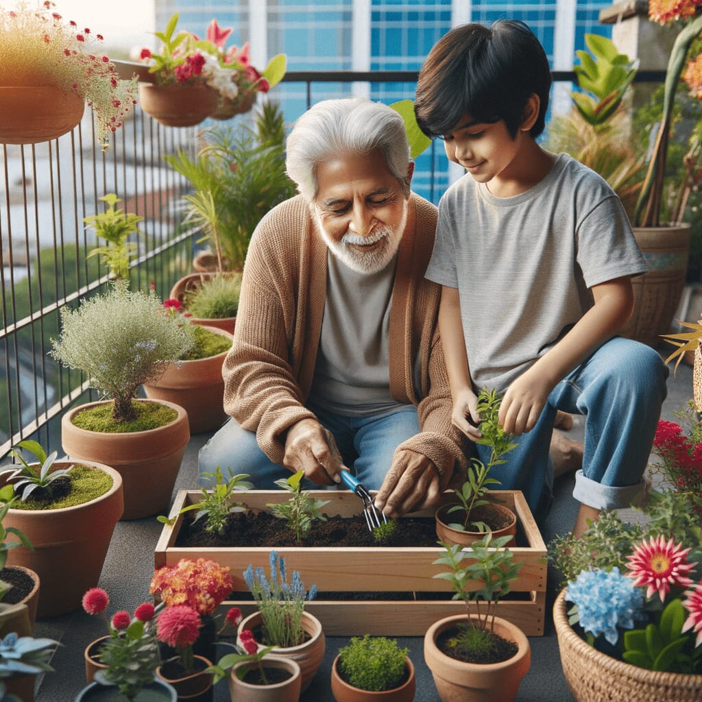 Plant Garden: You can create a plant garden with your grandchildren by arranging plants and flowers on your roof balcony. By replanting flowers each season and placing pots of pretty plants, grandchildren can feel close to nature.
